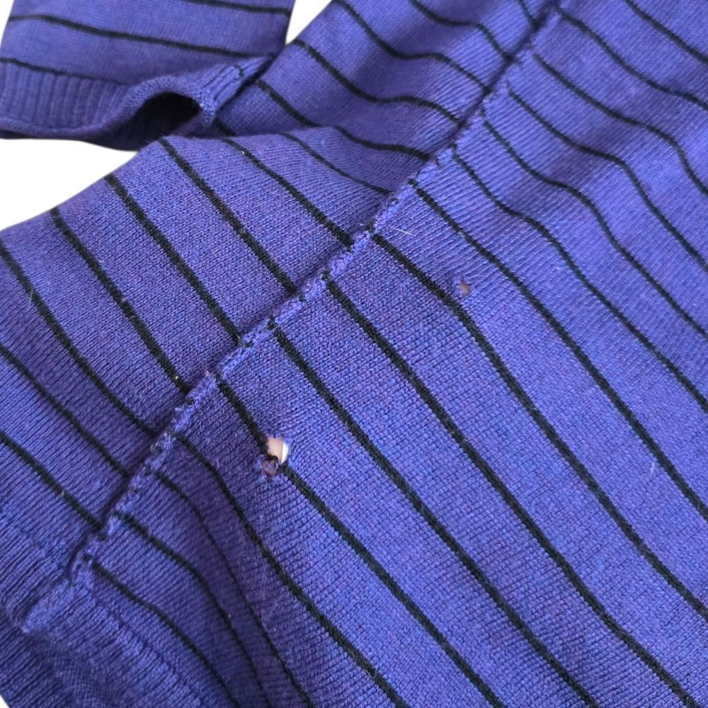 Eileen Fisher Purple Striped Knit Merino Wool Sweater S - Picture 4 of 6